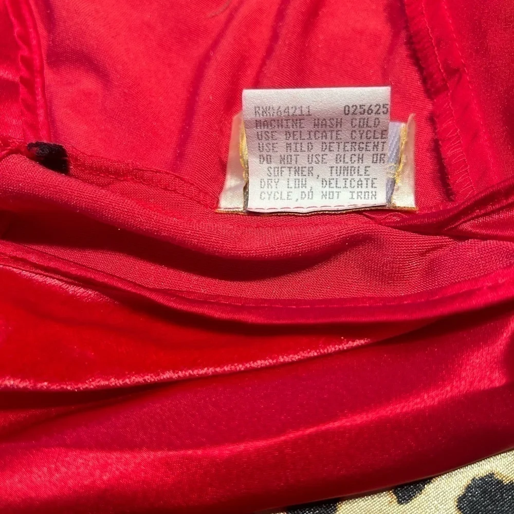 Vintage California Dynasty Red Velvet & Satin Slip Dress - Picture 6 of 10